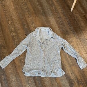 Abercrombie & Fitch Silver Sequin Top